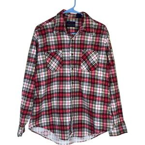 Sportswear by Country Touch Mens Red Plaid Flannel Shirt Long Sleeve Button Up L
